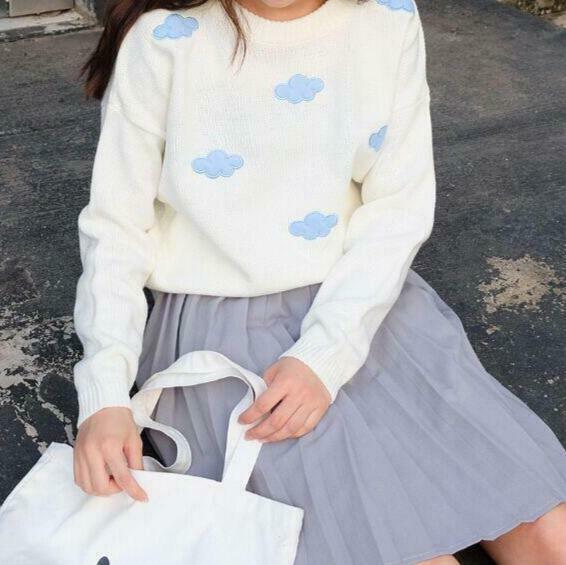 Kawaii Clouds Soft Sweater - Y2K Aesthetic Fashion for Women - Coquette & Grunge Style Tops Kawaii Clouds Soft Sweater - Y2K Aesthetic Fashion for Women - Coquette & Grunge Style Tops