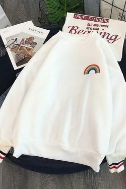 Kawaii Rainbow Embroidered Sweatshirt - Y2K Aesthetic Coquette Fashion for Women