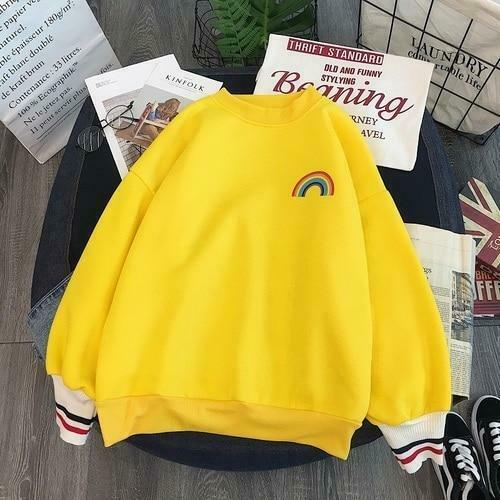 Kawaii Rainbow Embroidered Sweatshirt - Y2K Aesthetic Coquette Fashion for Women Kawaii Rainbow Embroidered Sweatshirt - Y2K Aesthetic Coquette Fashion for Women