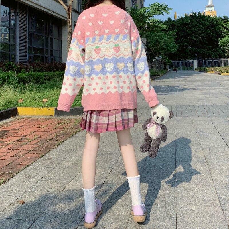 Kawaii Strawberry Sweater: Y2K Fashion with a Cute and Coquette Aesthetic Touch Kawaii Strawberry Sweater: Y2K Fashion with a Cute and Coquette Aesthetic Touch