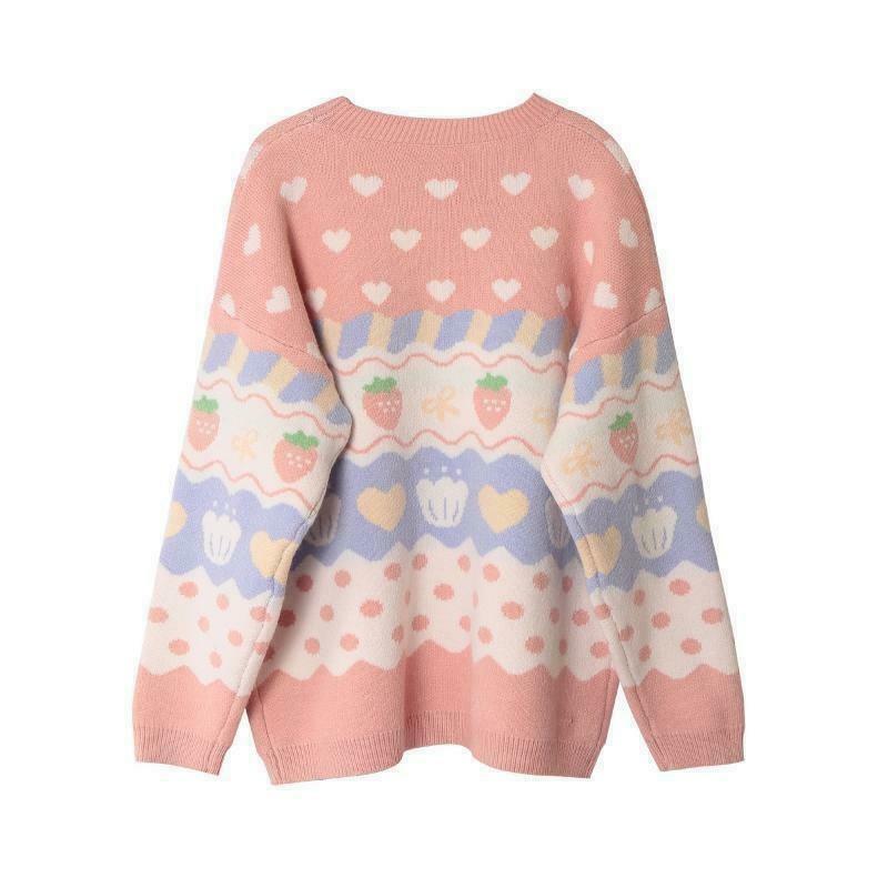 Kawaii Strawberry Sweater: Y2K Fashion with a Cute and Coquette Aesthetic Touch Kawaii Strawberry Sweater: Y2K Fashion with a Cute and Coquette Aesthetic Touch