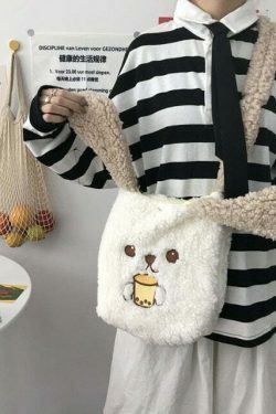 Kawaii Style Bunny Handbag for Y2K Fashion Enthusiasts with Coquette Aesthetic and Grunge Style