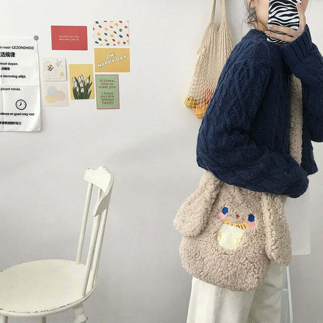Kawaii Style Bunny Handbag for Y2K Fashion Enthusiasts with Coquette Aesthetic and Grunge Style Kawaii Style Bunny Handbag for Y2K Fashion Enthusiasts with Coquette Aesthetic and Grunge Style