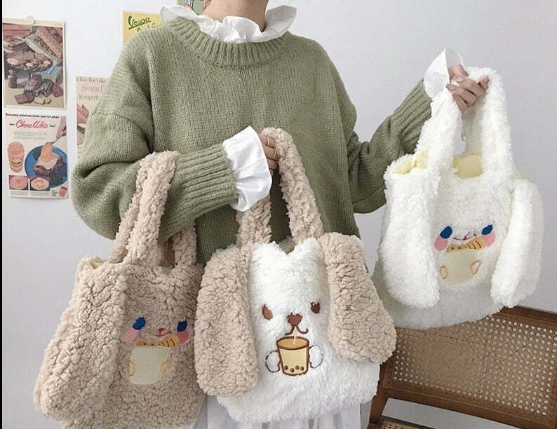 Kawaii Style Bunny Handbag for Y2K Fashion Enthusiasts with Coquette Aesthetic and Grunge Style Kawaii Style Bunny Handbag for Y2K Fashion Enthusiasts with Coquette Aesthetic and Grunge Style