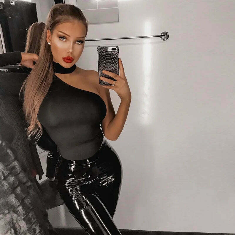 Keilani One Shoulder Bodysuit - Y2K Fashion Top for Coquette Aesthetic with a Touch of Grunge Style Keilani One Shoulder Bodysuit - Y2K Fashion Top for Coquette Aesthetic with a Touch of Grunge Style