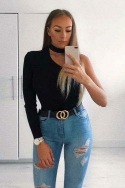 Keilani One Shoulder Bodysuit - Y2K Fashion Top for Coquette Aesthetic with a Touch of Grunge Style