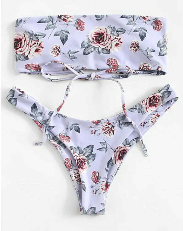 Lavender Floral Bandeau Bikini Set - Y2K Fashion Swimwear for Women Lavender Floral Bandeau Bikini Set - Y2K Fashion Swimwear for Women