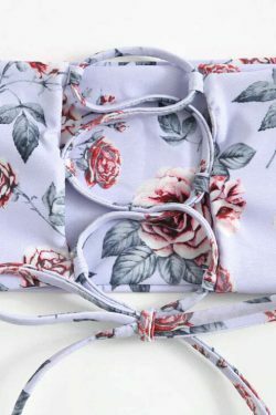 Lavender Floral Bandeau Bikini Set - Y2K Fashion Swimwear for Women