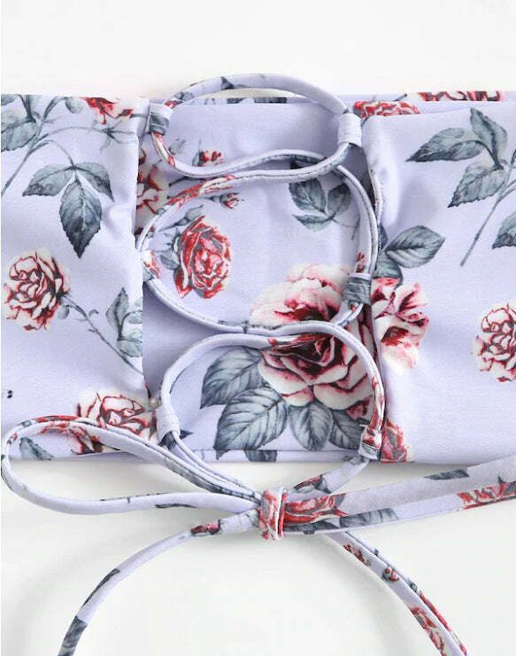 Lavender Floral Bandeau Bikini Set - Y2K Fashion Swimwear for Women Lavender Floral Bandeau Bikini Set - Y2K Fashion Swimwear for Women