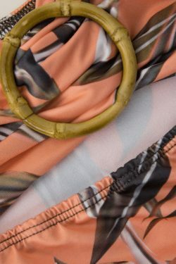 Leaves Print Cut Out Midi Dress - Y2K Fashion with Coquette Aesthetic and Grunge Style