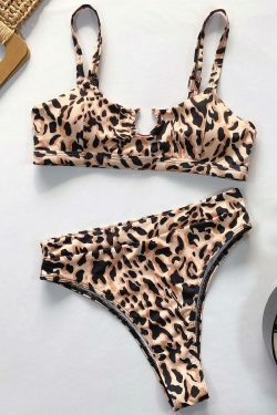 Leopard Bikini: Y2K Fashion Split Swimsuit - Coquette Aesthetic