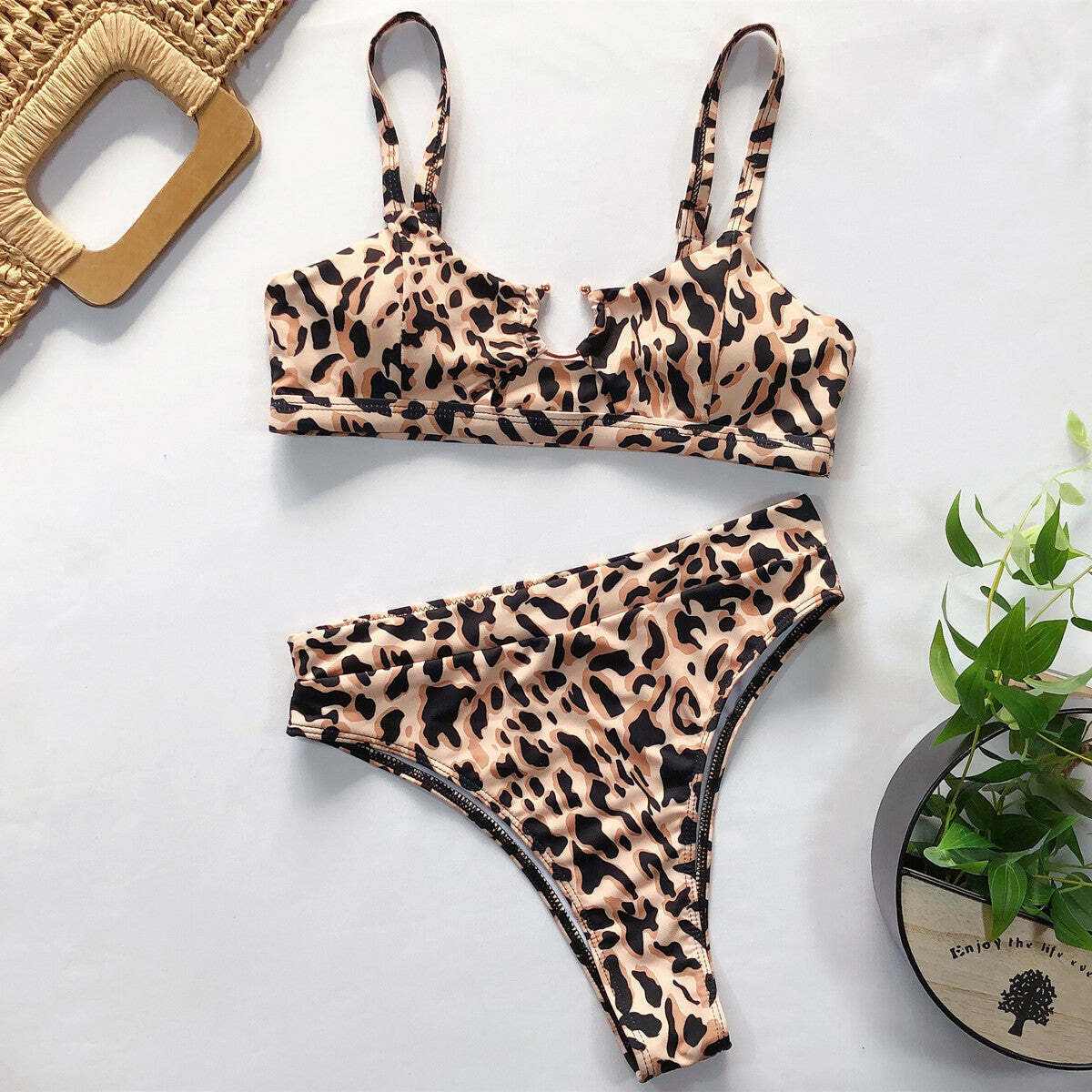 Leopard Bikini: Y2K Fashion Split Swimsuit - Coquette Aesthetic Leopard Bikini: Y2K Fashion Split Swimsuit - Coquette Aesthetic