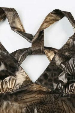 Leopard Print Backless Tank Top - Y2K Aesthetic Fashion for Women - Coquette Style Grunge Outfit