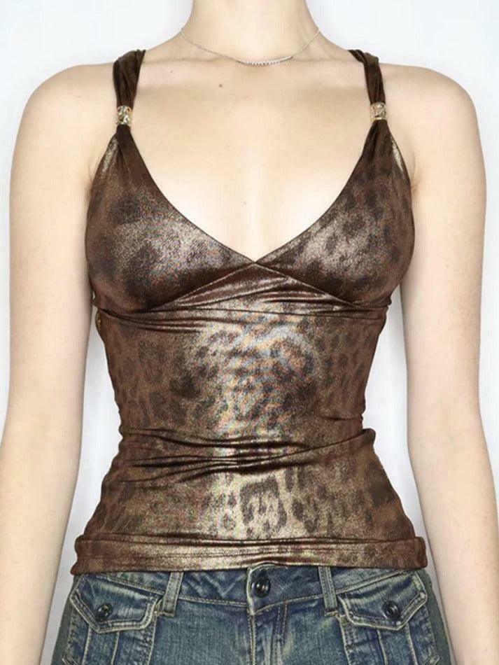 Leopard Print Backless Tank Top - Y2K Aesthetic Fashion for Women - Coquette Style Grunge Outfit Leopard Print Backless Tank Top - Y2K Aesthetic Fashion for Women - Coquette Style Grunge Outfit