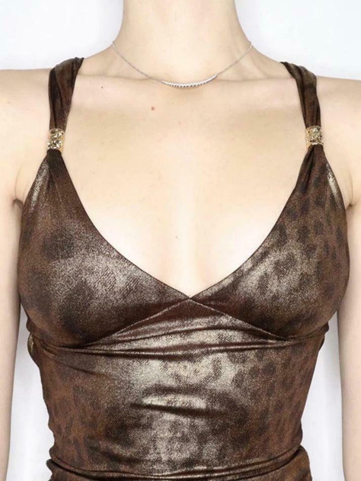 Leopard Print Backless Tank Top - Y2K Aesthetic Sleeveless Shirt - Coquette Style Fashion Piece Leopard Print Backless Tank Top - Y2K Aesthetic Sleeveless Shirt - Coquette Style Fashion Piece