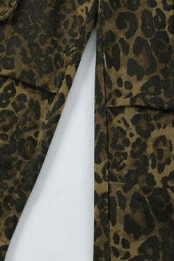Leopard Print Cargo Jeans - Y2K Fashion Statement with Coquette Aesthetic and Grunge Style