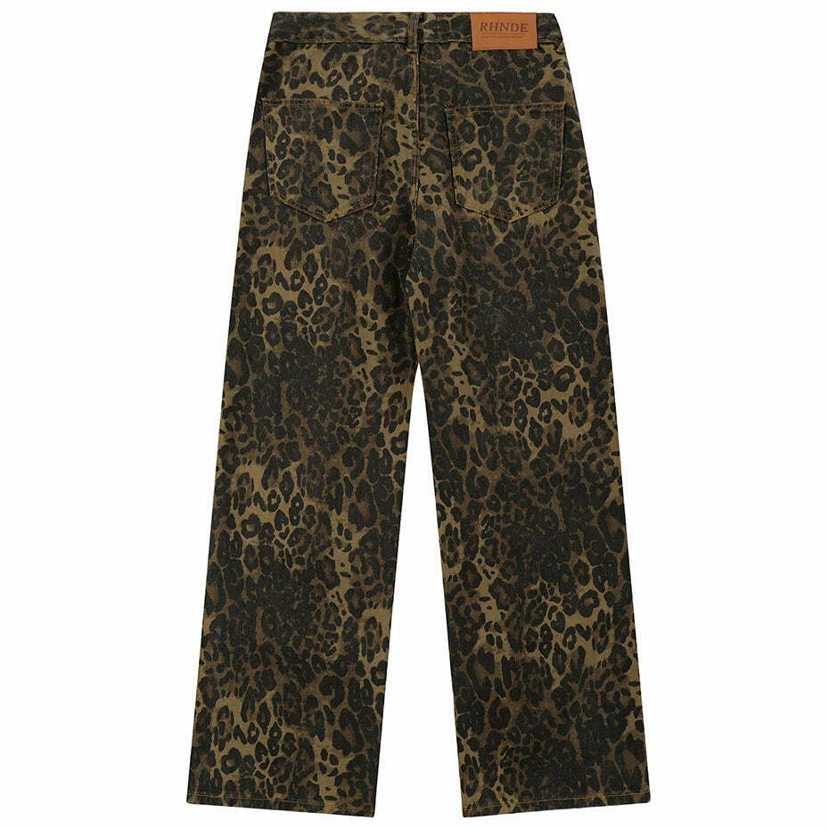 Leopard Print Cargo Jeans - Y2K Fashion Statement with Coquette Aesthetic and Grunge Style Leopard Print Cargo Jeans - Y2K Fashion Statement with Coquette Aesthetic and Grunge Style