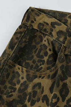 Leopard Print Cargo Jeans - Y2K Fashion Statement with Coquette Aesthetic and Grunge Style