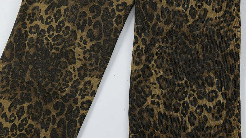Leopard Print Cargo Jeans - Y2K Fashion Statement with Coquette Aesthetic and Grunge Style Leopard Print Cargo Jeans - Y2K Fashion Statement with Coquette Aesthetic and Grunge Style