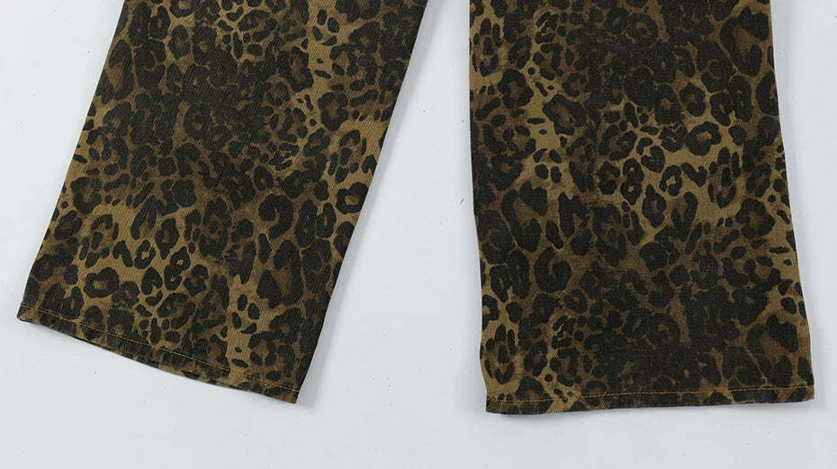 Leopard Print Cargo Jeans - Y2K Fashion Statement with Coquette Aesthetic and Grunge Style Leopard Print Cargo Jeans - Y2K Fashion Statement with Coquette Aesthetic and Grunge Style