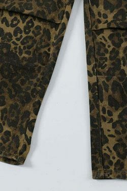 Leopard Print Cargo Jeans - Y2K Fashion Statement with Coquette Aesthetic and Grunge Style