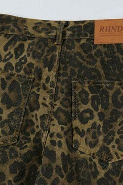 Leopard Print Cargo Jeans - Y2K Fashion Statement with Coquette Aesthetic and Grunge Style