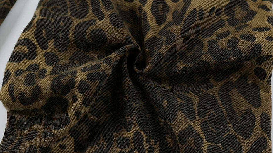 Leopard Print Cargo Jeans - Y2K Fashion Statement with Coquette Aesthetic and Grunge Style Leopard Print Cargo Jeans - Y2K Fashion Statement with Coquette Aesthetic and Grunge Style