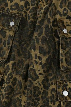 Leopard Print Cargo Jeans - Y2K Fashion Statement with Coquette Aesthetic and Grunge Style