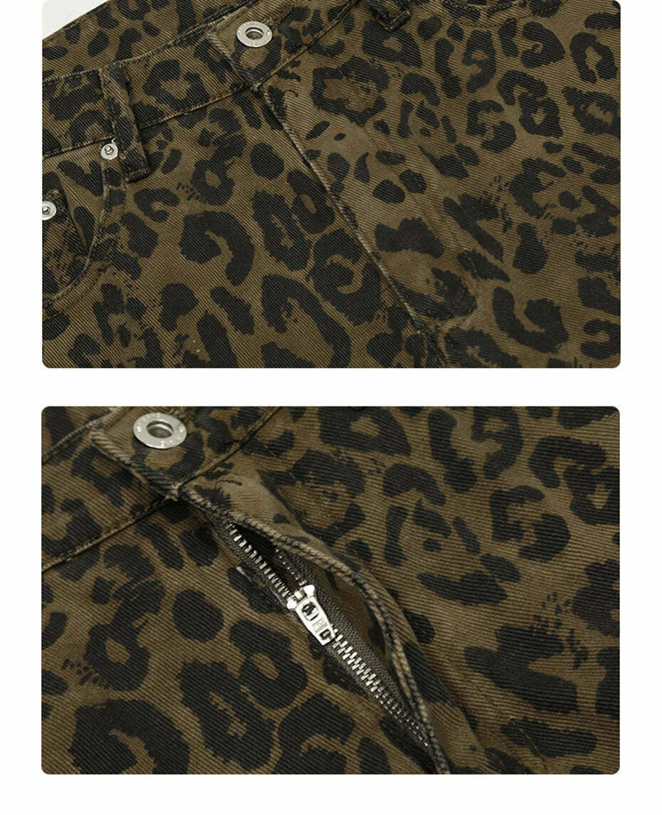 Leopard Print Cargo Skirt - Y2K Aesthetic Grunge Style Coquette Fashion - Cute Tops & Hoodies