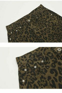 Leopard Print Cargo Skirt - Y2K Aesthetic Grunge Style Coquette Fashion - Cute Tops & Hoodies