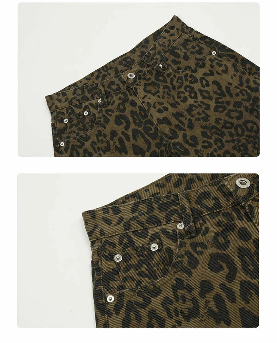 Leopard Print Cargo Skirt - Y2K Aesthetic Grunge Style Coquette Fashion - Cute Tops & Hoodies