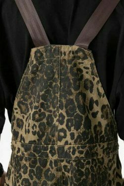 Leopard Print Dungarees - Y2K Fashion Statement with Coquette Aesthetic and Grunge Style