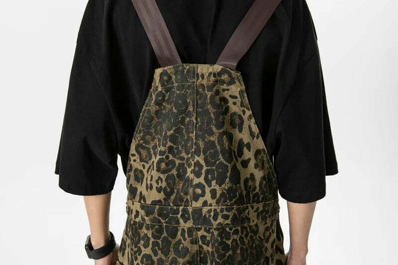 Leopard Print Dungarees - Y2K Fashion Statement with Coquette Aesthetic and Grunge Style Leopard Print Dungarees - Y2K Fashion Statement with Coquette Aesthetic and Grunge Style