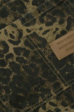 Leopard Print Dungarees - Y2K Fashion Statement with Coquette Aesthetic and Grunge Style