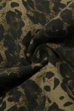 Leopard Print Dungarees - Y2K Fashion Statement with Coquette Aesthetic and Grunge Style