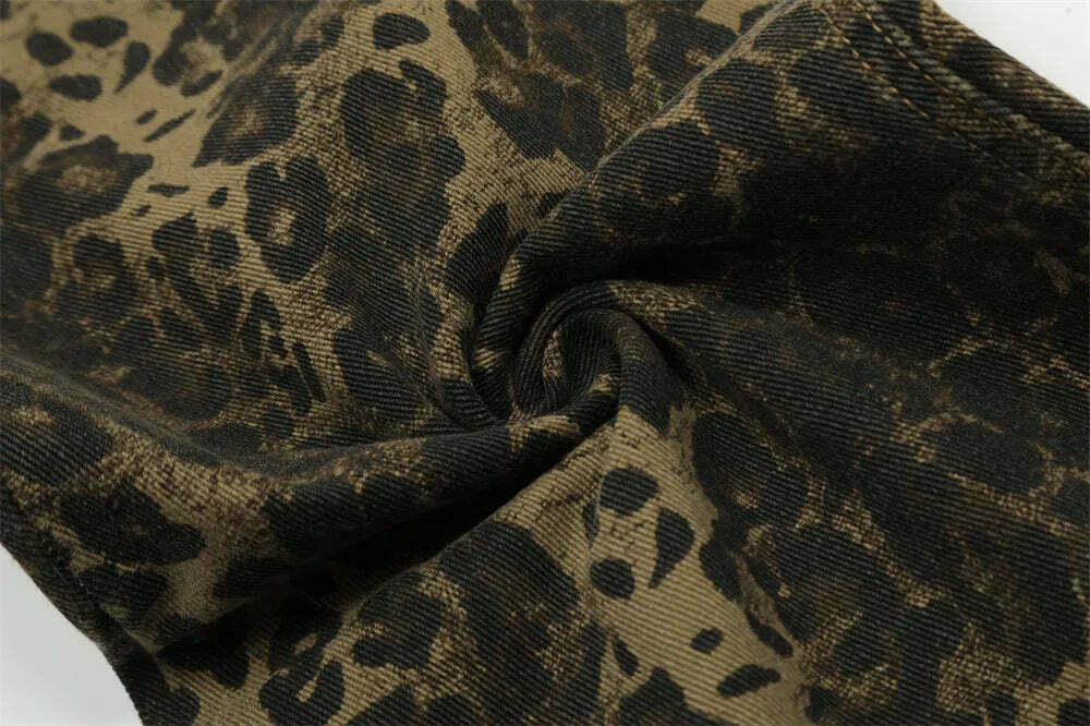 Leopard Print Dungarees - Y2K Fashion Statement with Coquette Aesthetic and Grunge Style Leopard Print Dungarees - Y2K Fashion Statement with Coquette Aesthetic and Grunge Style