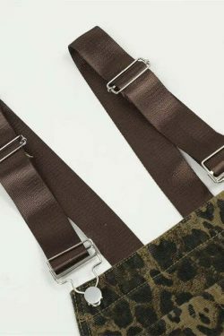 Leopard Print Dungarees - Y2K Fashion Statement with Coquette Aesthetic and Grunge Style