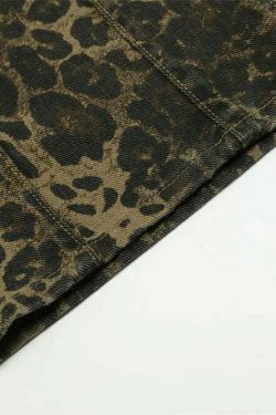 Leopard Print Dungarees - Y2K Fashion Statement with Coquette Aesthetic and Grunge Style