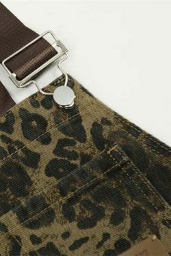 Leopard Print Dungarees - Y2K Fashion Statement with Coquette Aesthetic and Grunge Style