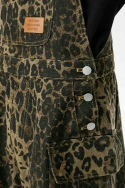 Leopard Print Dungarees - Y2K Fashion Statement with Coquette Aesthetic and Grunge Style