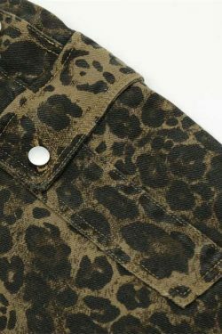Leopard Print Dungarees - Y2K Fashion Statement with Coquette Aesthetic and Grunge Style