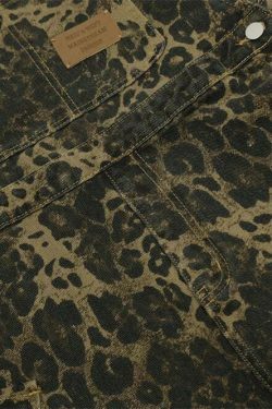 Leopard Print Dungarees - Y2K Fashion Statement with Coquette Aesthetic and Grunge Style