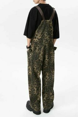 Leopard Print Dungarees - Y2K Fashion Statement with Coquette Aesthetic and Grunge Style