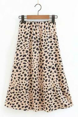 Leopard Print High Waisted Midi Skirt - Y2K Fashion Statement Piece