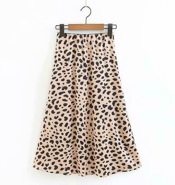 Leopard Print High Waisted Midi Skirt - Y2K Fashion Statement Piece