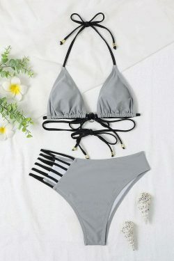 Leopard Print Hollow Swimsuit Bikini - Y2K Fashion Statement for Women