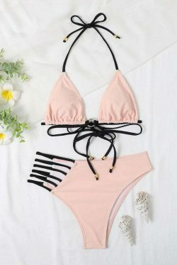 Leopard Print Hollow Swimsuit Bikini - Y2K Fashion Statement for Women