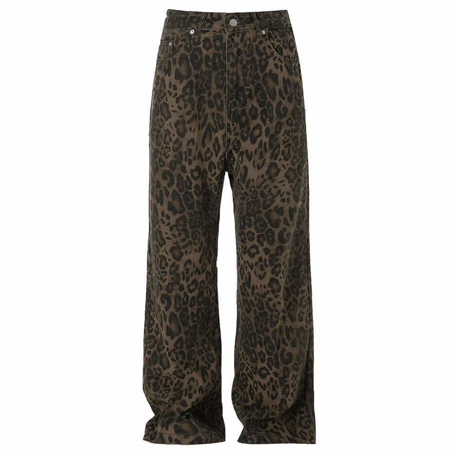Leopard Print Jeans: Y2K Fashion Statement with Coquette Aesthetic and Grunge Style Leopard Print Jeans: Y2K Fashion Statement with Coquette Aesthetic and Grunge Style