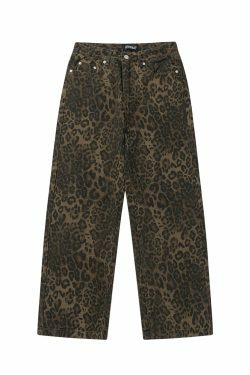 Leopard Print Jeans: Y2K Fashion Statement with Coquette Aesthetic and Grunge Style