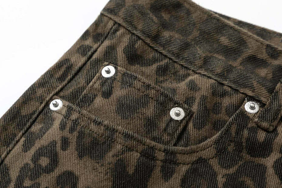 Leopard Print Jeans: Y2K Fashion Statement with Coquette Aesthetic and Grunge Style Leopard Print Jeans: Y2K Fashion Statement with Coquette Aesthetic and Grunge Style